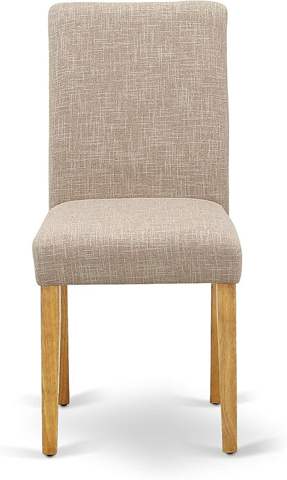 East West Furniture VAAB5-OAK-04 5 Piece Kitchen Table Set for 4 Includes an Oval Dining Table with Butterfly Leaf and 4 Light Tan Linen Fabric Upholstered Chairs, 40x76 Inch, Oak