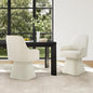 Swivel Dining Chairs Set of 2, Mid Century Modern Chairs Fabric Upholstered Armchair with Armrest & Ergonomic Backrest for Dining Room, Kitchen, Bedroom, Living Room, Beige, 2 Boxs