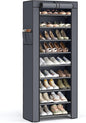 SONGMICS Shoe Rack with Non-Woven Fabric Cover, 9 Tier Storage Shelf for 27-35 Pairs of Shoes, Entryway, Suitable for Sneakers, High Heels, Flats, and Boots, Grey URXJ10G
