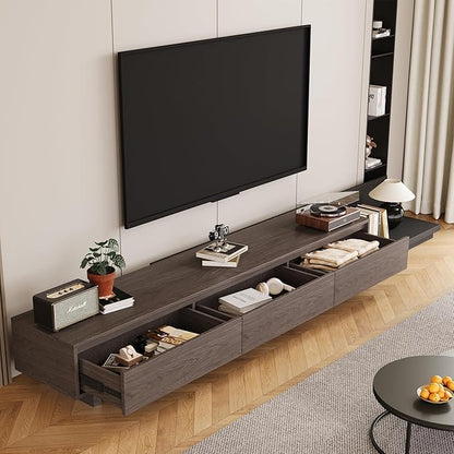 Mid-Century Modern Extendable TV Cabinet with 3 Drawers,Entertainment Center Adjustable from 78.7" to 130",TV Stand for Living Room,Black Walnut