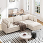 Vesgantti 109" L Shaped Cloud Sectional Couch, Comfy Corduroy Upholstered Modular Couches for Living Room, Modern 3 Seater Sectional Sofa with Ottoman Deep Seat, Beige