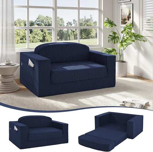 MeMoreCool Transform Your Space – 2-in-1 Corduroy Loveseat & Sleeper, Boneless High-Density Foam Floor Sofa with Removable Washable Cover, Fold-Out Couch for Apartments & Guest Stays