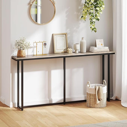 Yaheetech Narrow Console Table with Sturdy Metal Frame, 71 Inch Extra Long Entryway Sofa Table for Behind Couch, Hallway, Living Room, Gray