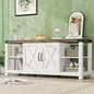TV Stand for 65 Inch TV, 60 Inch Entertainment Center with Storage, Farmhouse TV Console Table with Shelves, Wooden Media Console Cabinet with Doors, Modern TV Stand for Living Room, Bedroom - White