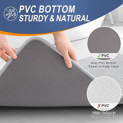 OLANLY Thick Memory Foam Bath Mat Rug 36x24, Extra Soft Absorbent Bathroom Rug, Quick Dry Bath Mats, Non-Slip, Machine Washable Carpet for Bathroom, Tub and Shower, Home Decor Accessories, Light Grey