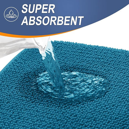 OLANLY Thick Memory Foam Bath Mat Rug 36x24, Extra Soft Absorbent Bathroom Rug, Quick Dry Bath Mat, Non-Slip, Machine Washable Carpet for Bathroom, Tub and Shower, Home Decor Accessories, Peacock Blue