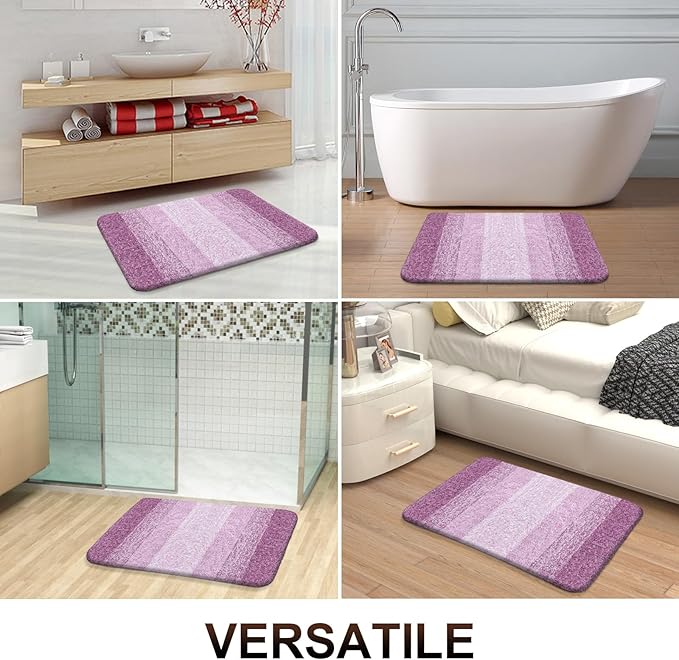 OLANLY Bathroom Rugs Mat 30x20, Extra Soft Absorbent Microfiber Bath Rugs, Rubber Backing, Quick Dry, Washable Bath Mats for Bathroom Floor, Tub and Shower, Home Decor Accessories, Pinkish-Purple