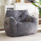 Hobestluk Bean Bag Chair for Adult Small Bean Bag Chairs with Arms Furry Beanbag Chair with Foam Filler Stuffed Bean Bag Sofa for Reading in Bedroom Living Room and Dorms(Grey)