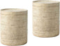 COSIEST 2 Pieces Outdoor Side Table, Set of 2 Cylinder Shaped MgO Patio End Table, Lightweight Accent Table with Tray Top, Round Plant Stand for Garden and Deck, Beige
