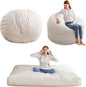 Giant Bean Bag Chair Bed for Adults, Convertible Beanbag Folds from Lazy Chair to Floor Mattress Bed with Machine Washable Cover, Large Floor Sofa Couch with High-Density Foam Filling