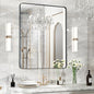 40×30 Black Bathroom Mirror, Rectangular Bathroom Vanity Mirror for Wall with Rounded Corners & Aluminum Alloy Frame, Tempered-Glass, Modern, Farmhouse, Horizontal/Vertical, Entryway, Bedroom