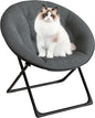 Comfy Saucer Chairs, Folding Reading Lounge Chair, Cozy Faux Fur Living Room Chair with Soft Thick Padded Seat & Metal Frame, Modern Style Bedroom Home for Kids Adults, X-Large, Gray
