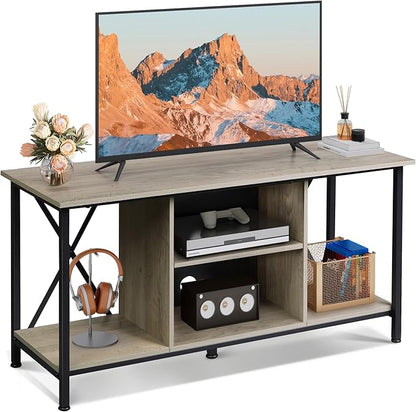WLIVE TV Stand up to 45 Inch TV, 41" Entertainment Center with Open Storage Shelf for Living Room, Greige