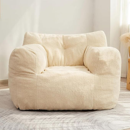 HIGOGOGO Giant Bean Bag Chairs for Adults,Big Comfy Chair Sofa for Bedroom Living Room, Large Lazy Bean Bag Chair with Pocket Armrests for Gaming, Reading