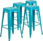 Flash Furniture Kai Commercial Grade 4 Pack 30" High Backless Crystal Teal-Blue Indoor-Outdoor Barstool