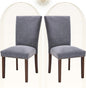 COLAMY Upholstered Parsons Dining Chairs Set of 2, Fabric Dining Room Kitchen Side Chair with Nailhead Trim and Wood Legs - Dark Grey