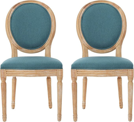 Christopher Knight Home Phinnaeus Fabric Dining Chairs, 2-Pcs Set, Dark Teal
