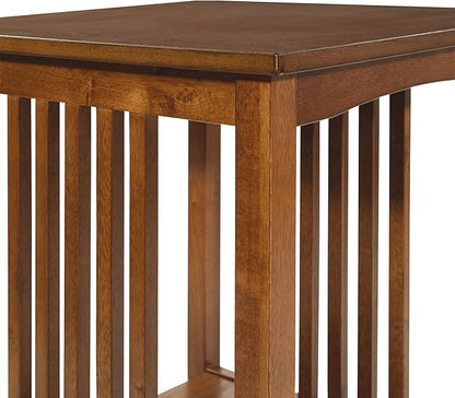 OSP Home Furnishings Sierra Side Table with Lower Storage Shelf and Mission Style Side Panels, Ash Brown