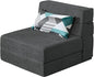 ANONER Fold Out Chair Bed Memory Foam with Pillow Futon Couch Folding Sleeper Chairs, Convertible Chair Bed Dark Gray, Single Size