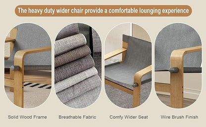 Ball & Cast Living Room Chairs,Mid-Century Lounge with Comfortable Linen Fabric Armchair & Rubber Wood Frame,Accent Chair Wide Armrest,Detachable and Washable Seating Furniture for Reading,Dark Grey