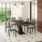 55"-70.87" Expandable Dining Table, Dinner Table for 4-8, Farmhouse Kitchen Table with X-Shaped Design Base, Rectangular Long Kitchen Table with Metal Track for Dining Room, Office-Marble