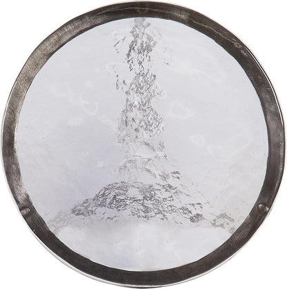 Kate and Laurel Aguilar Modern Drink Table, 9 x 9 x 23, Silver with Tinted Glass, Detailed Glass Accent Table for Small Spaces