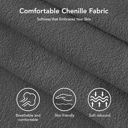 Vipbear 3-in-1 Chenille Convertible Sofa Bed, Pull Out Sleeper Sofa with Reclining Backrest & Side Pocket, Tool-Free Assembly, Folding Loveseat for Living Room, Apartment, Grey