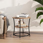 BOFENG Round Coffee Table Side Table,Round End Table with 2 Storage Shelves for Living Room, Bedroom,Small Space,Coffee Table Nightstand with Sturdy Metal Frame,Easy Assembly,Rustic Brown