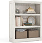 LINSY HOME 3-Tier Bookcase and Bookshelf, Small Wood Display Storage Shelves Farmhouse Bookshelf for Home Office, Living Room, Bed Room - White Oak