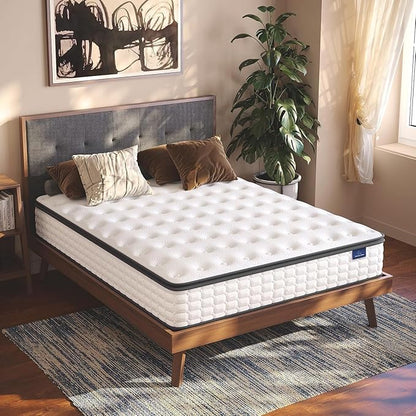 Vesgantti Queen Mattresses 12 Inch Hybrid Queen Size Mattress in a Box, Pillow Top Mattress Gel Memory Foam and Pocket Coils Innerspring Mattresses, Pressure Relief, Medium Firm Plush Feel