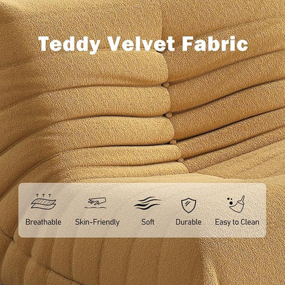 Bean Bag Chair, Memory Foam Bean Bag Sofa Large Bean Bag Chair for Adults, Bean Bag Chairs for Teens with High Density Comfortable Foam, Bean Bag for Living Room, Bedroom (Yellow)