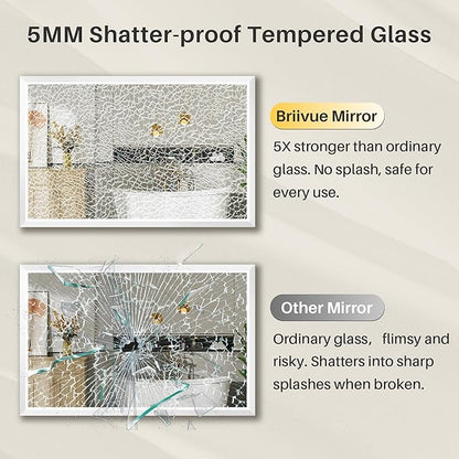 40x32 Inch White Bathroom Mirror for Wall, Thick Metal Framed Rectangle Mirrors for Over Sink, Bedroom, Living Room, Entryway, Anti-Rust, HD Tempered Glass