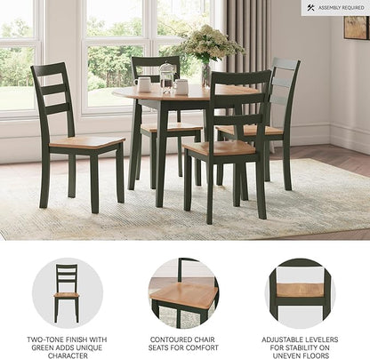 Signature Design by Ashley Gesthaven Modern Indoor Armless Dining Chair, Set of 2, Green & Light Brown