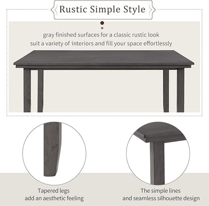 Ball & Cast 6 Piece Dining Table Set with 4 Upholstered Chairs and 1 Bench,Wooden Living Room Furniture W/ 60" Rectangle Kitchen Desk,for Restaurant,Home Bistro,Gray