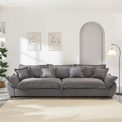 126 Inch Sailing Design Modular Sectional Cloud Sofa with Storage, Modern Deep Seat Couch w/Throw Pillows & Removable Backrest for Living Room Bedroom Apartment,Grey