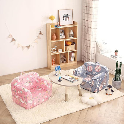 Toddler Chair Plush Kids Couch, Comfy Kids Sofa Toddler Lounger Chair for Bedroom, Convertible Toddler Couch for Girls and Boys, Reading Chair for Kids