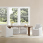 Upholstered Dining Chairs with Casters Easy Assembly Side Deskchair with Rollers for Diningroom, Living Room, Linen, 4 Box