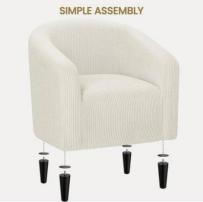 Yaheetech Accent Barrel Chair, Corduroy Fabric Club Chair, Furry Sherpa Elegant Armchair with Cozy Soft Padded, Suitable for Living Room Bedroom Reception Room Office, Beige