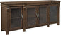 Hekman Furniture Entertainment Center Wexford Finish, Antique Pewter Wire Grating Multiple Storage Units, Sturdy Wooden Frame Credenza Storage Cabinet Perfect for Home Decor & Dinning Room