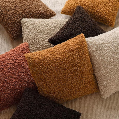 Foindtower 2 Pieces 16x16 Inch Orange, Faux Fur Throw Pillow Cover Accent Sherpa Furry Pillow Covers Fuzzy Soft Pillowcases Cozy Sheepskin Decorative Fleece Cushion Case for Bed Couch Living Room