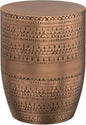 SIMPLIHOME Johnsen Metal Table - 15 inch Wide Solid Iron Drum Accent Table in Antique Copper with Tribal Pattern, Round Boho End Table for Living Room, Bedroom, or Home Office, Fully Assembled