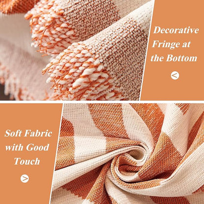 STACYPIK Thick Warm Orange Sofa Cover Armchair Slipcovers Boho Geometric Couch Cover for Sectional Sofa Caramel Loveseat Cover Anti-Slip Chenille Couch Protector for 2 Cushion Couch Home Decor-71X90IN