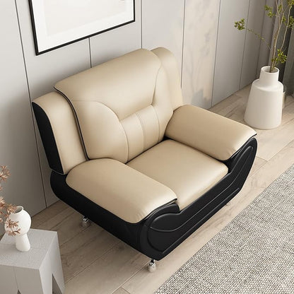 Container Furniture Direct Michael Modern Faux Leather Upholstered Stainless Steel Legs Living Room, Chair, Black Camel