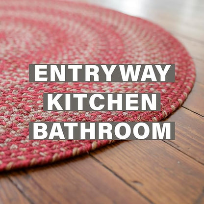 Homespice 2x3' Red Oval Braided Rug. Apple Pie Red Jute Oval Rug. Uses- Entryway, Kitchen Rugs, Bathroom Rugs. Reversible, Rustic, Country, Primitive, Farmhouse Decor Rug