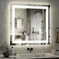 36x36 LED Bathroom Mirror, Backlit + Front Lit, LED Bathroom Mirror with Lights for Wall, 3 Colors, Anti-Fog, Dimmable Brightness, Memory Function, Tempered Glass