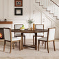 Ball & Cast Farmhouse 5 Pieces Dining Table Set with 4 Upholstered Chairs,Wooden Living Room Furniture for 4 W/ 57.7" Extendable Dining Table,Easy Assemble&Clean,for Dining Room,Bistro,Apartment,Brown