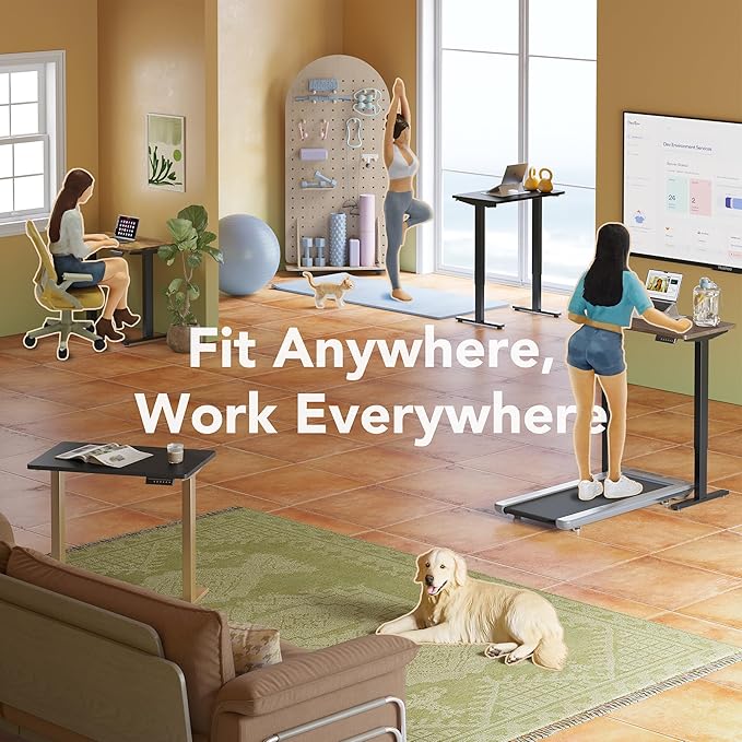 HUANUO Electric Standing Desk, 55 x 24 Inch Height Adjustable Computer Desk with Storage Bag, 4 Height Memory Settings, Sit Stand Up Desk for Home Office, Deep Black