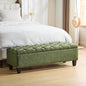 Christopher Knight Home Ottilie Boucle Fabric Storage Ottoman Bench, Wooden Rectangular Ottoman with Storage, Bedroom End of Bed Foot Stool, Entryway Ottoman Footrest, Living Room Extra Seat, Green