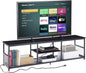 VECELO TV Stand with Power Outlets for Televisions up to 75Inch, 62" Media Entertainment Center with Charging Station 3-Tier Open Storage Shelves with Metal Frame for Living Room/Bedroom，Black