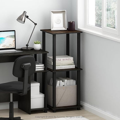 Furinno Simplistic Set of 2 End Table, Columbia Walnut/Black
